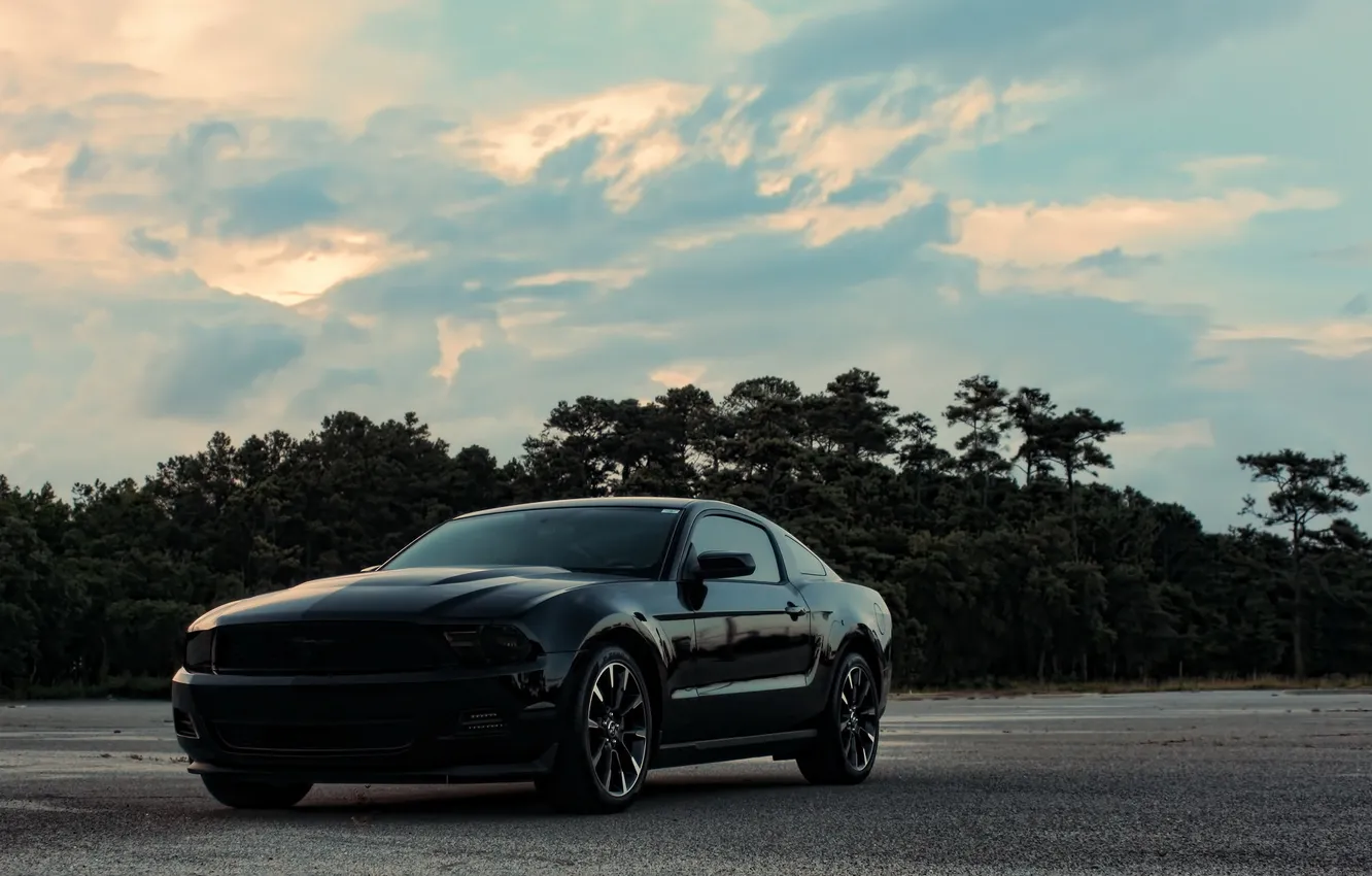 Фото обои тюнинг, Ford, mustang, black