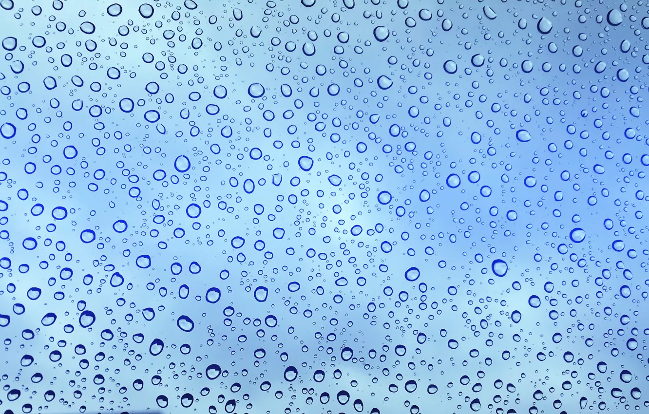 Фото обои стекло, вода, капли, фон, rain, blue, water, drops