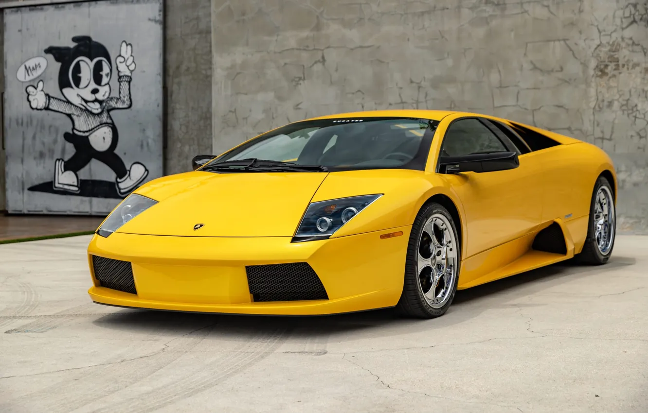 Фото обои желтый, Lamborghini, ламбо, суперкар, Lamborghini Murcielago, Murcielago