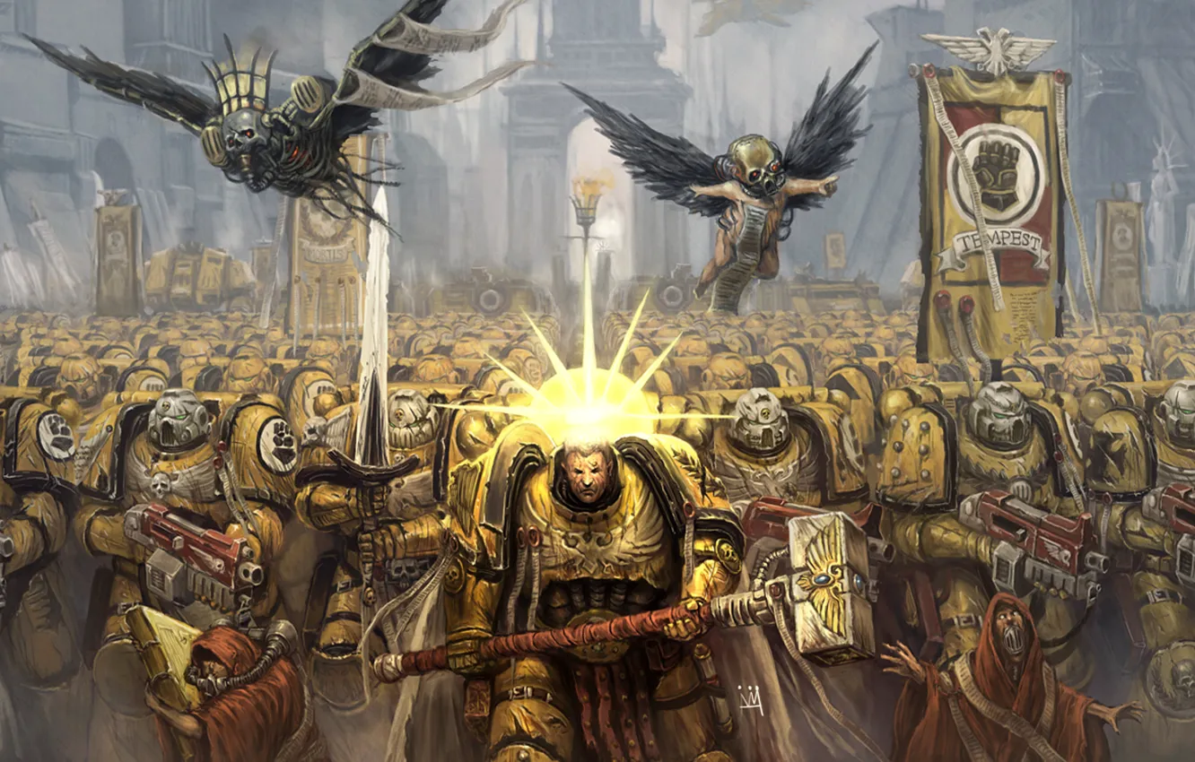 Фото обои желтый, Warhammer, Black Templars, 40000, Империум