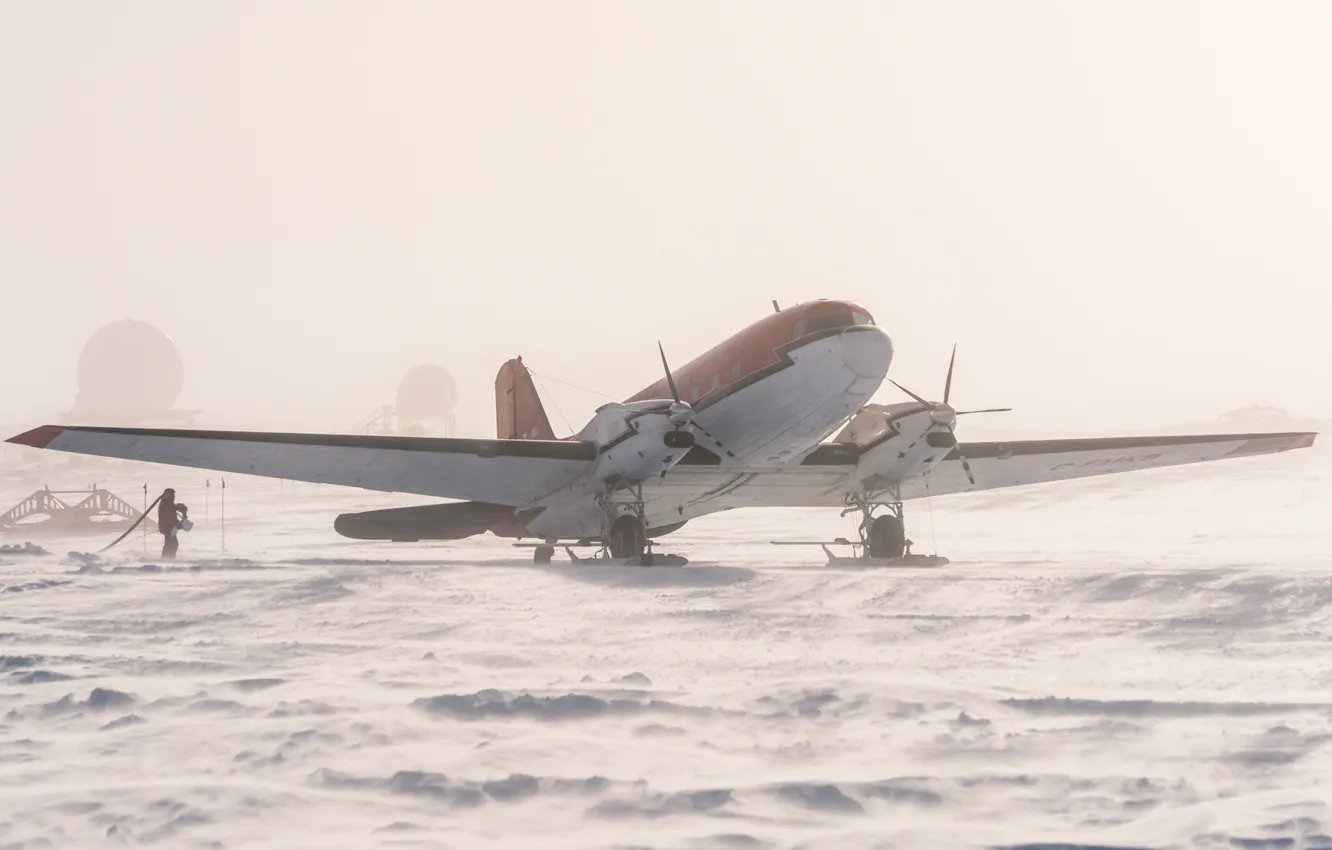 Фото обои снег, лёд, самолёт, Антарктида, Южный полюс