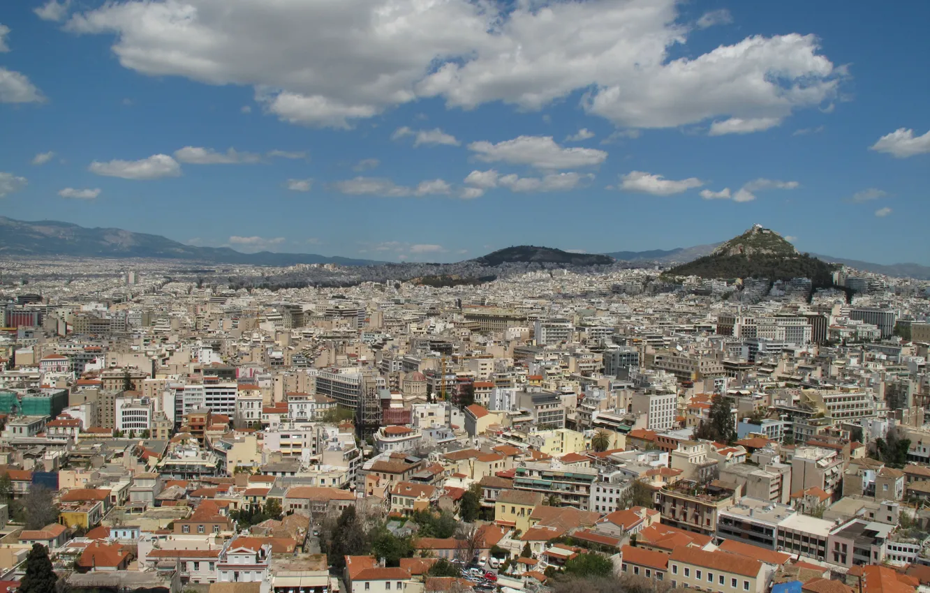 Фото обои Дома, Греция, Панорама, Крыши, Greece, Panorama, Acropolis, Афины