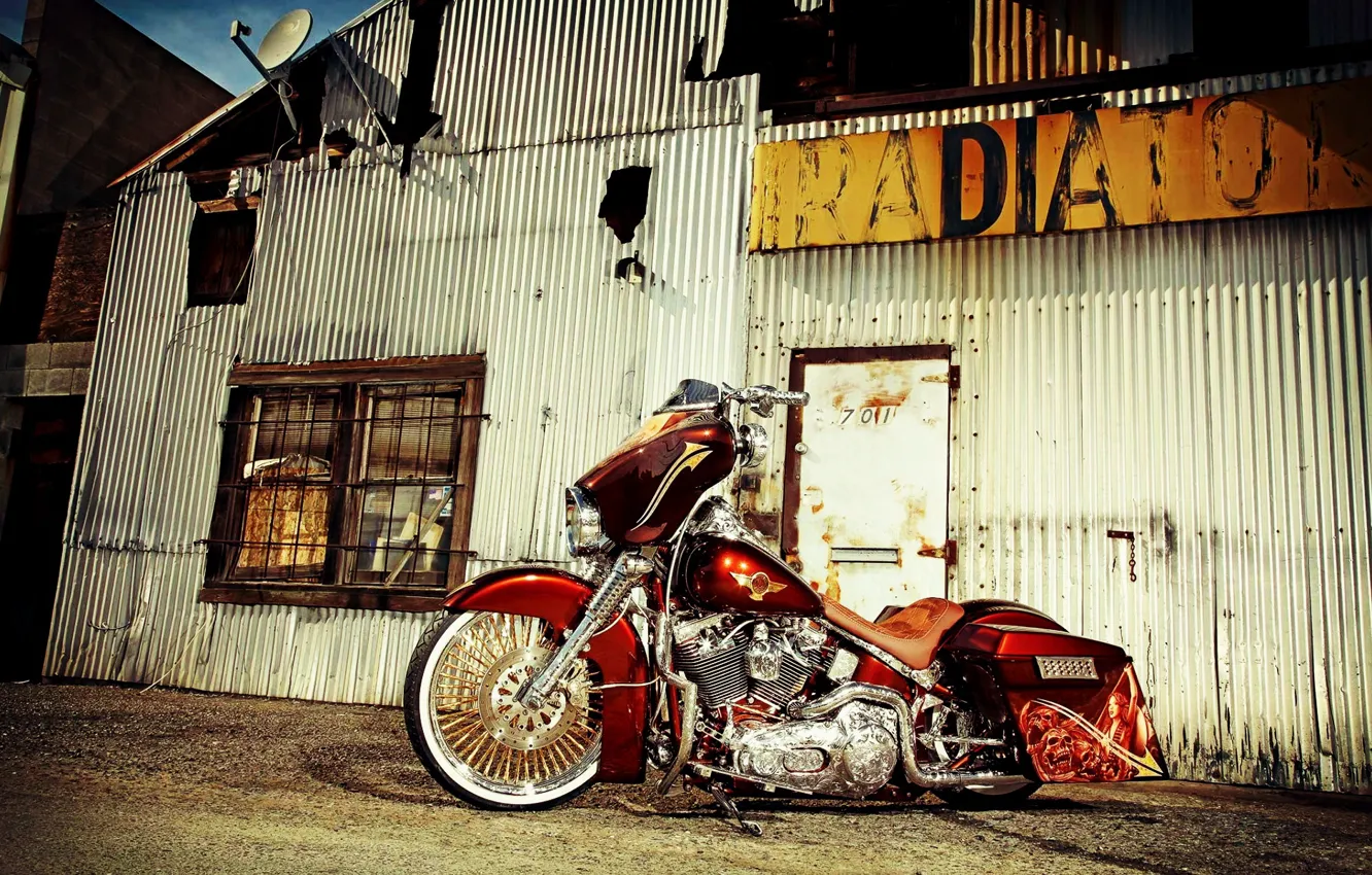 Фото обои Harley-Davidson, Custom, Motorcycle, Bagger