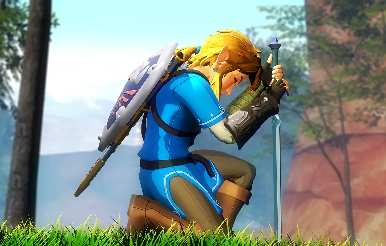 Фото обои меч, щит, Nintendo, link, legend of zelda