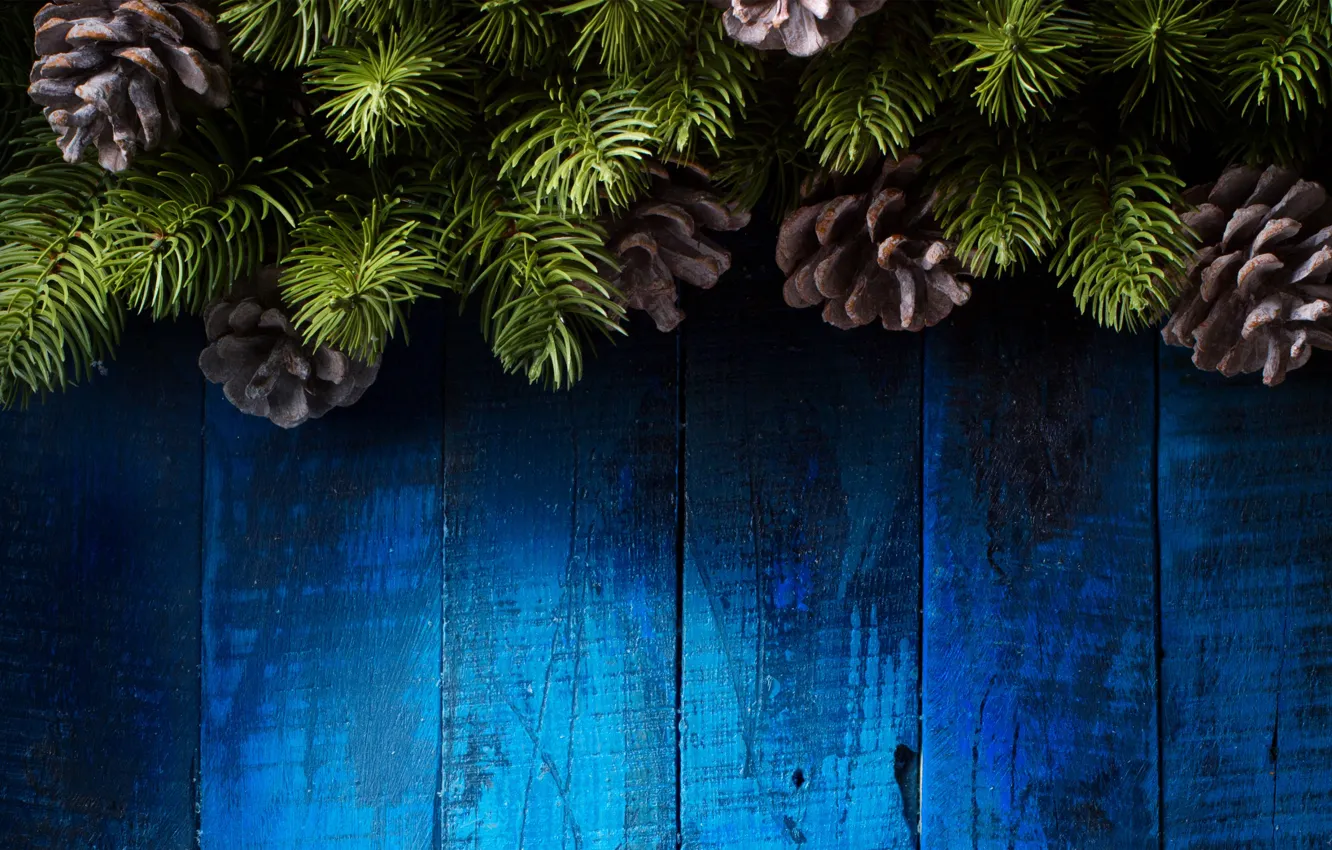 Фото обои украшения, елка, Новый Год, Рождество, happy, Christmas, vintage, шишки
