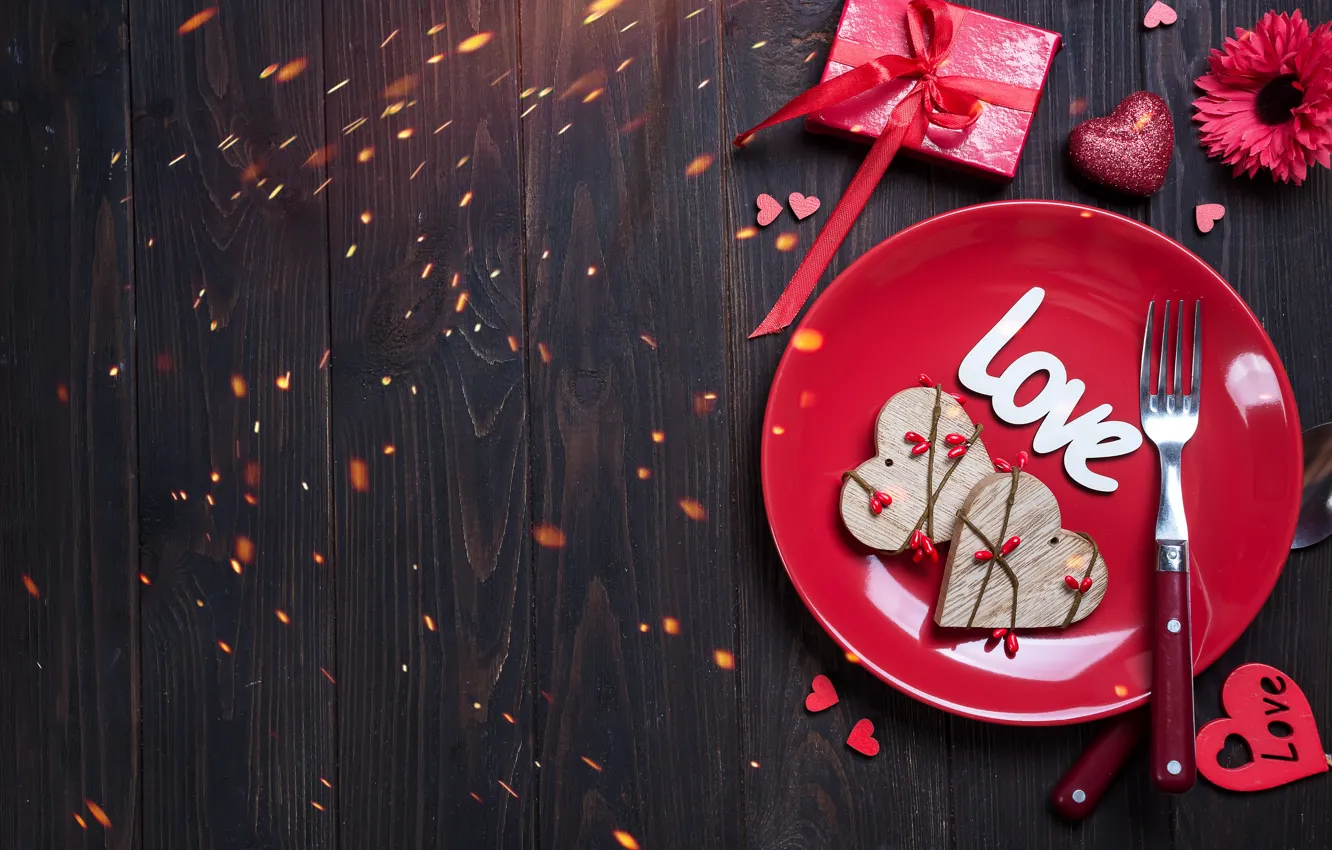 Фото обои подарок, надпись, романтика, Love, тарелка, сердечки, Myfoodie