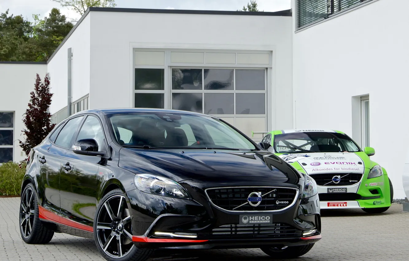 Фото обои черный, Volvo, автомобиль, вольво, V40, Heico Sportiv