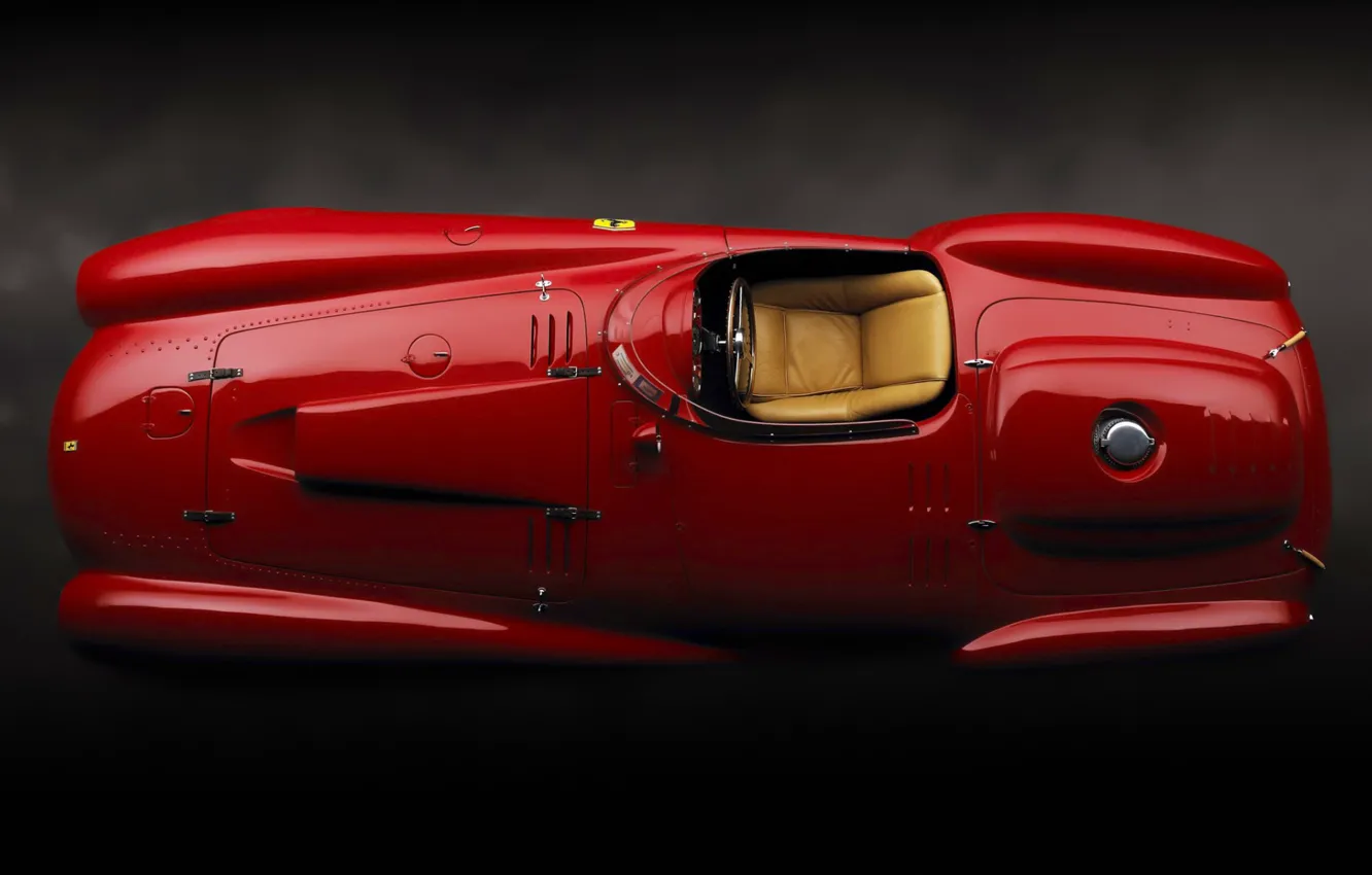 Фото обои Ferrari, red, 1954, retro, race, 375