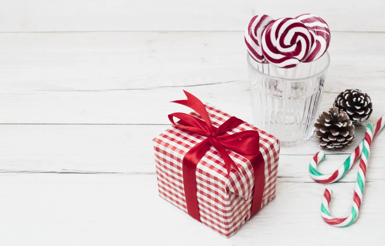 Фото обои праздник, подарок, Новый год, candy, lollipops