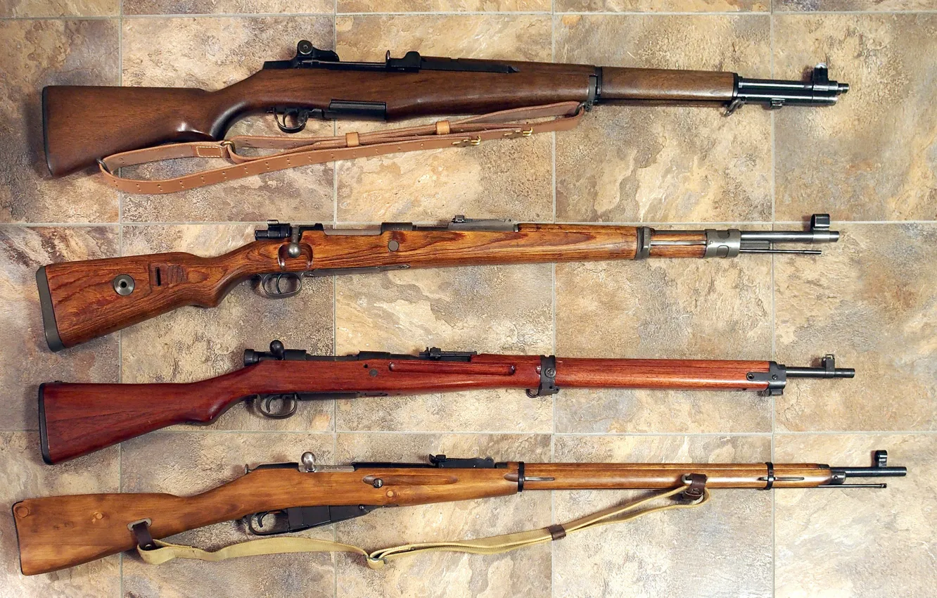 Фото обои оружие, винтовки, 1935, обр, Мосина, второй мировой войны, Арисака Тип 30, Маузер 98k