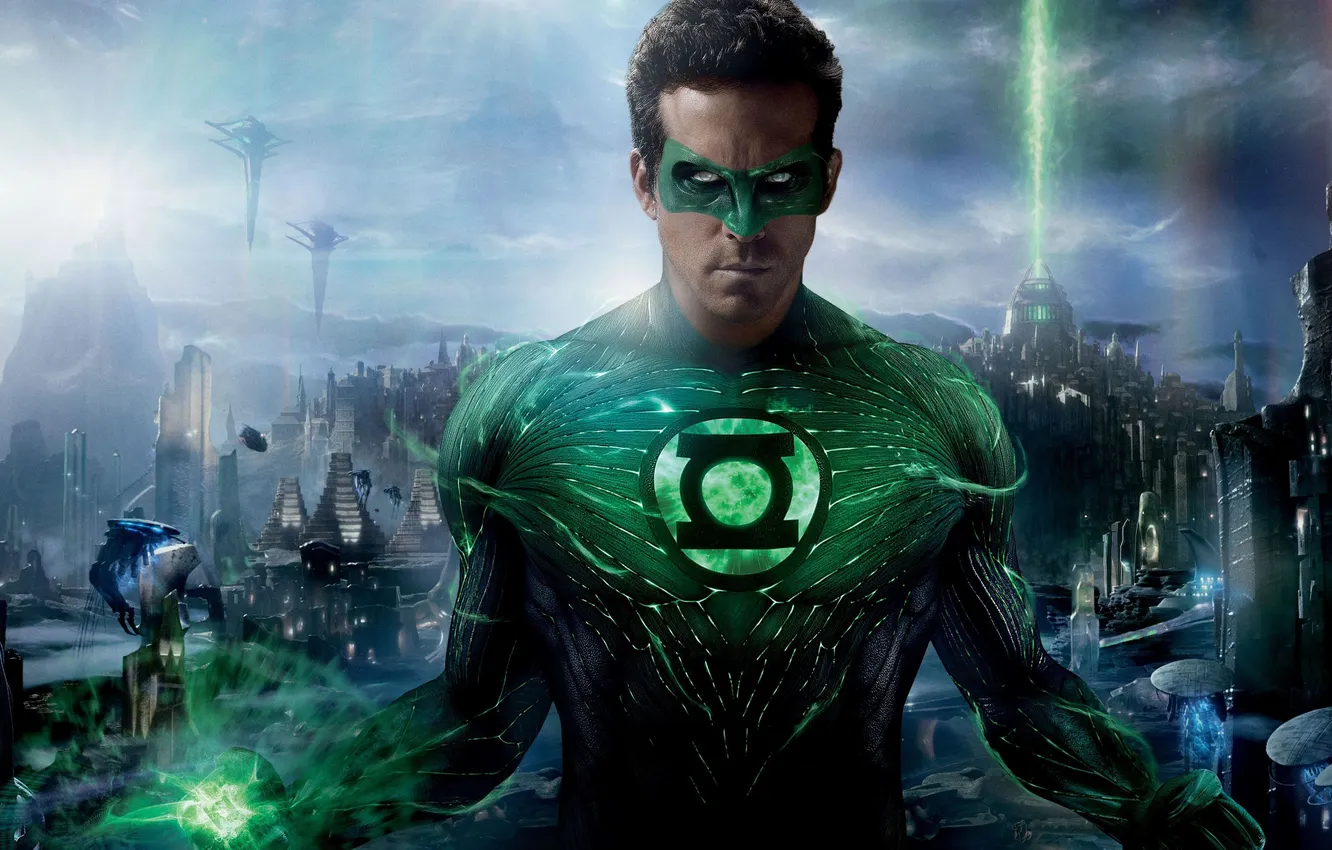 Фото обои фантастика, маска, костюм, Райан Рейнольдс, Ryan Reynolds, комикс, Green Lantern, Зеленый Фонарь
