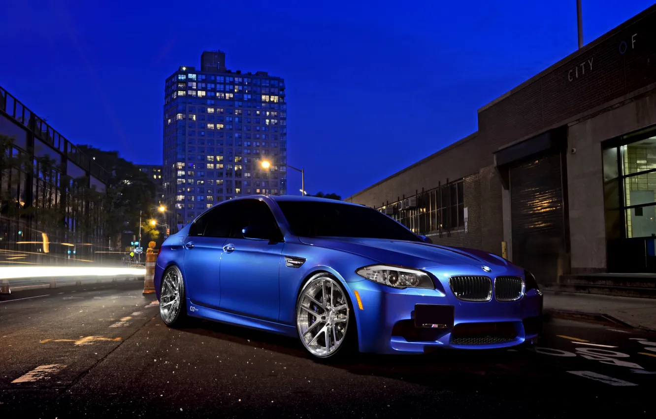 Фото обои car, ночь, улица, бмв, bmw m5, hq wallpaper