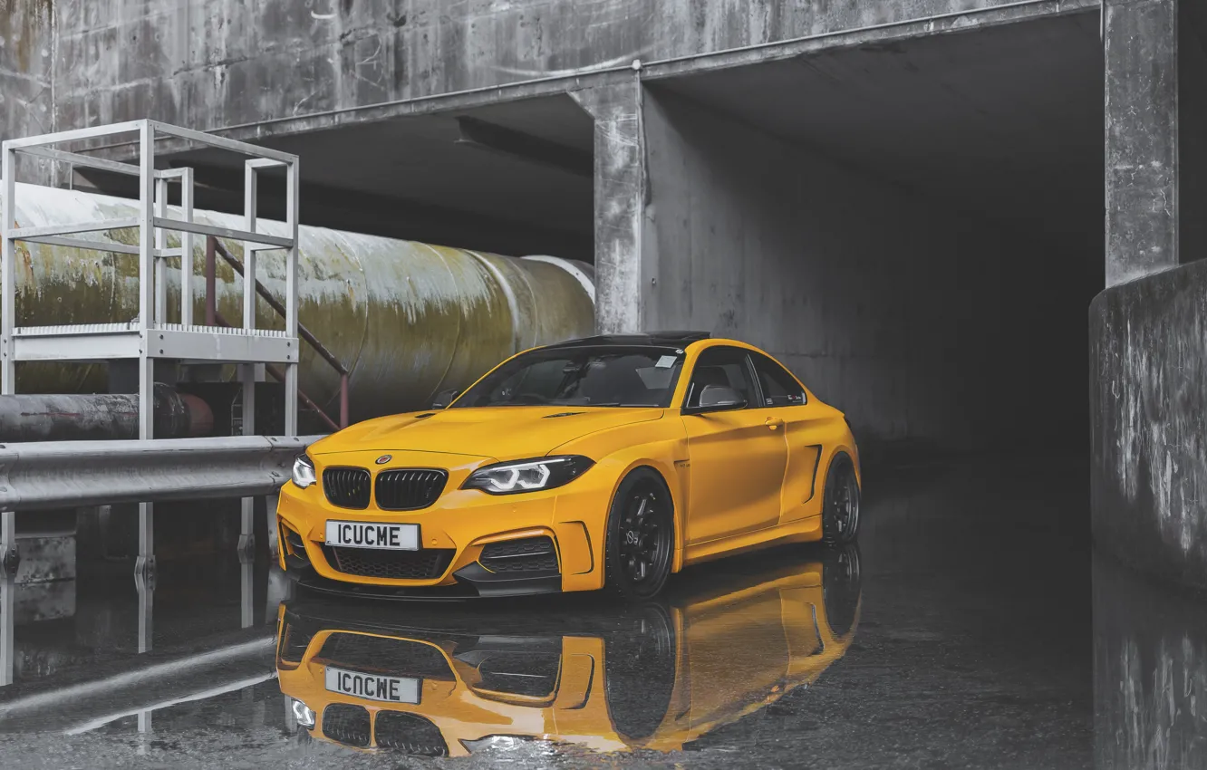 Фото обои желтый, BMW, F22, manhart, M235i, 2-series, BMW manhart mh2, manhart mh2