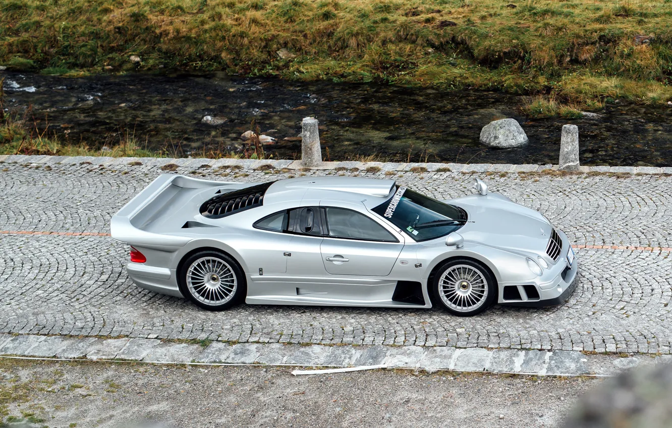 Фото обои Mercedes-Benz, Дорога, Брусчатка, GTR, CLK, 1997, Sports car, Mercedes-Benz CLK GTR AMG Coupe