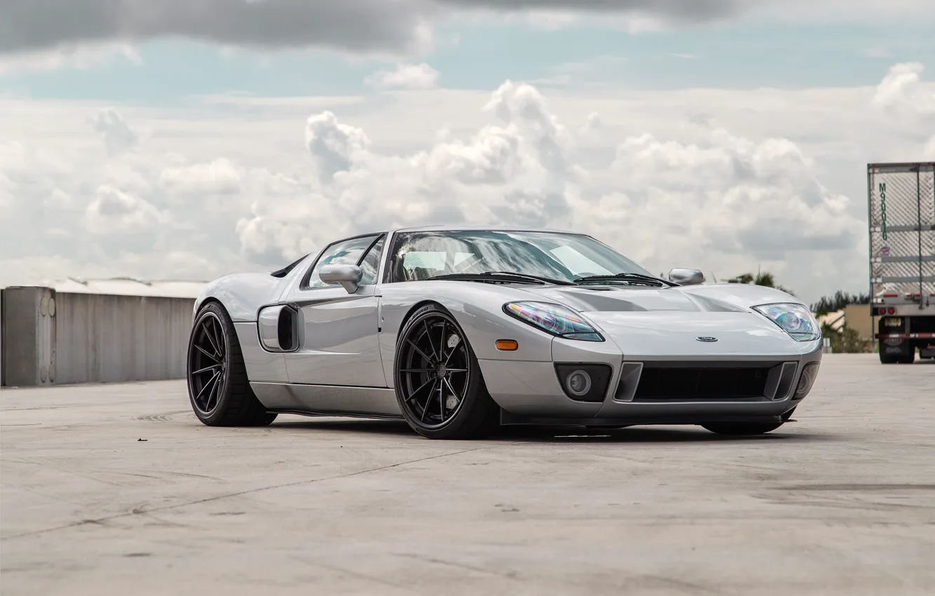 Фото обои Ford, Ford GT, Clouds, Grey, Trailer, Sportcar