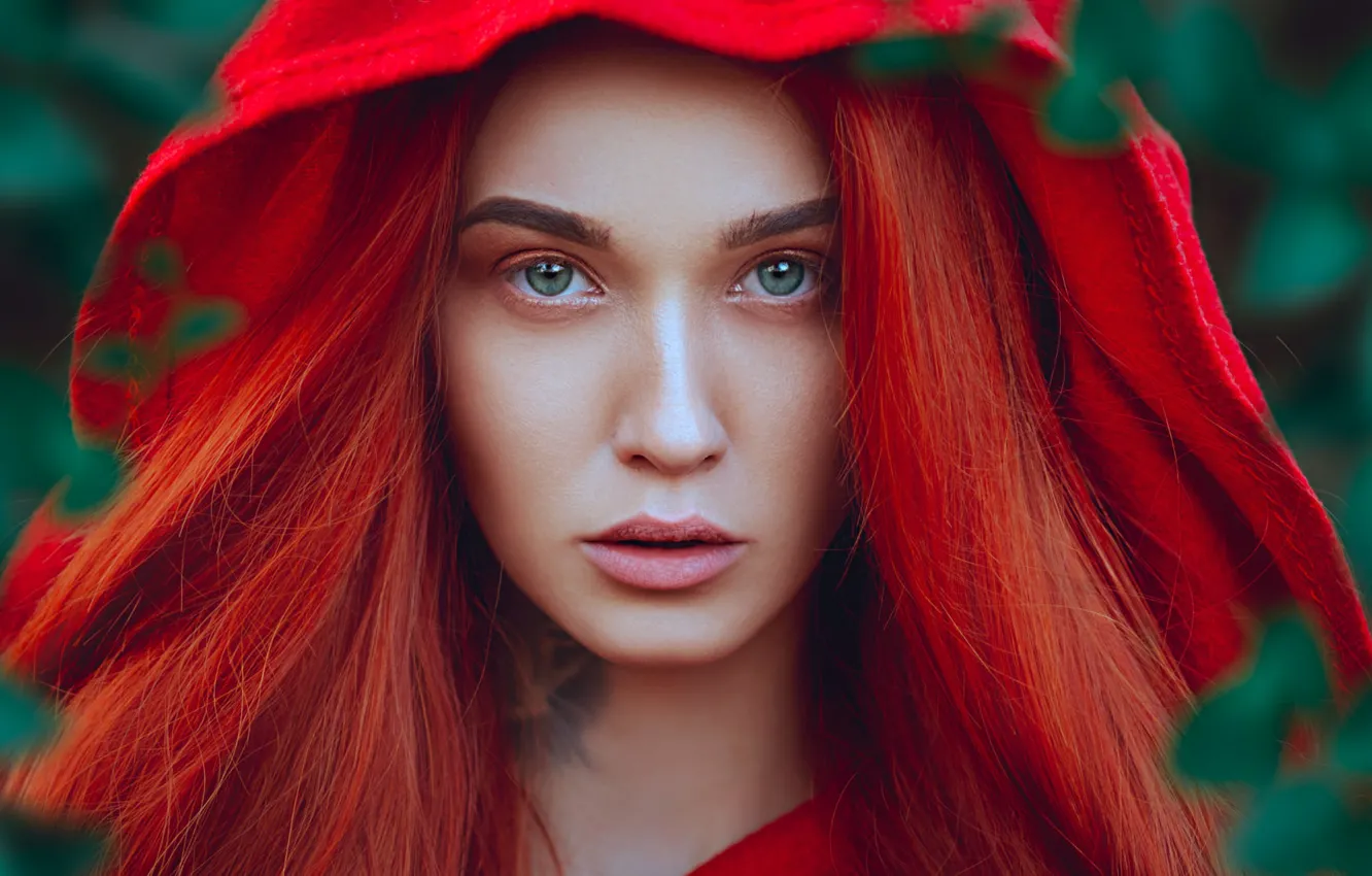 Фото обои капюшон, губки, в красном, Katy Sendza