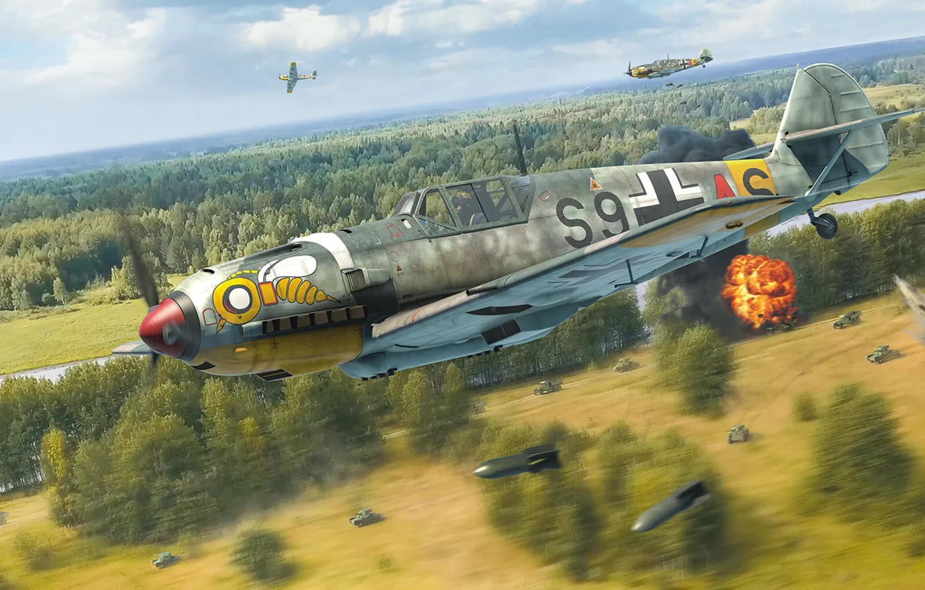 Фото обои Messerschmitt, Luftwaffe, Emil, Люфтваффе, одномоторный поршневой истребитель-низкоплан, Antonis (rOEN911) Karidis, Bf 109E-7