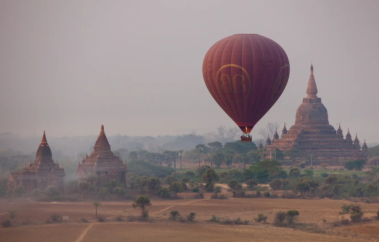 Фото обои воздушный шар, храм, сергей доля, бирма
