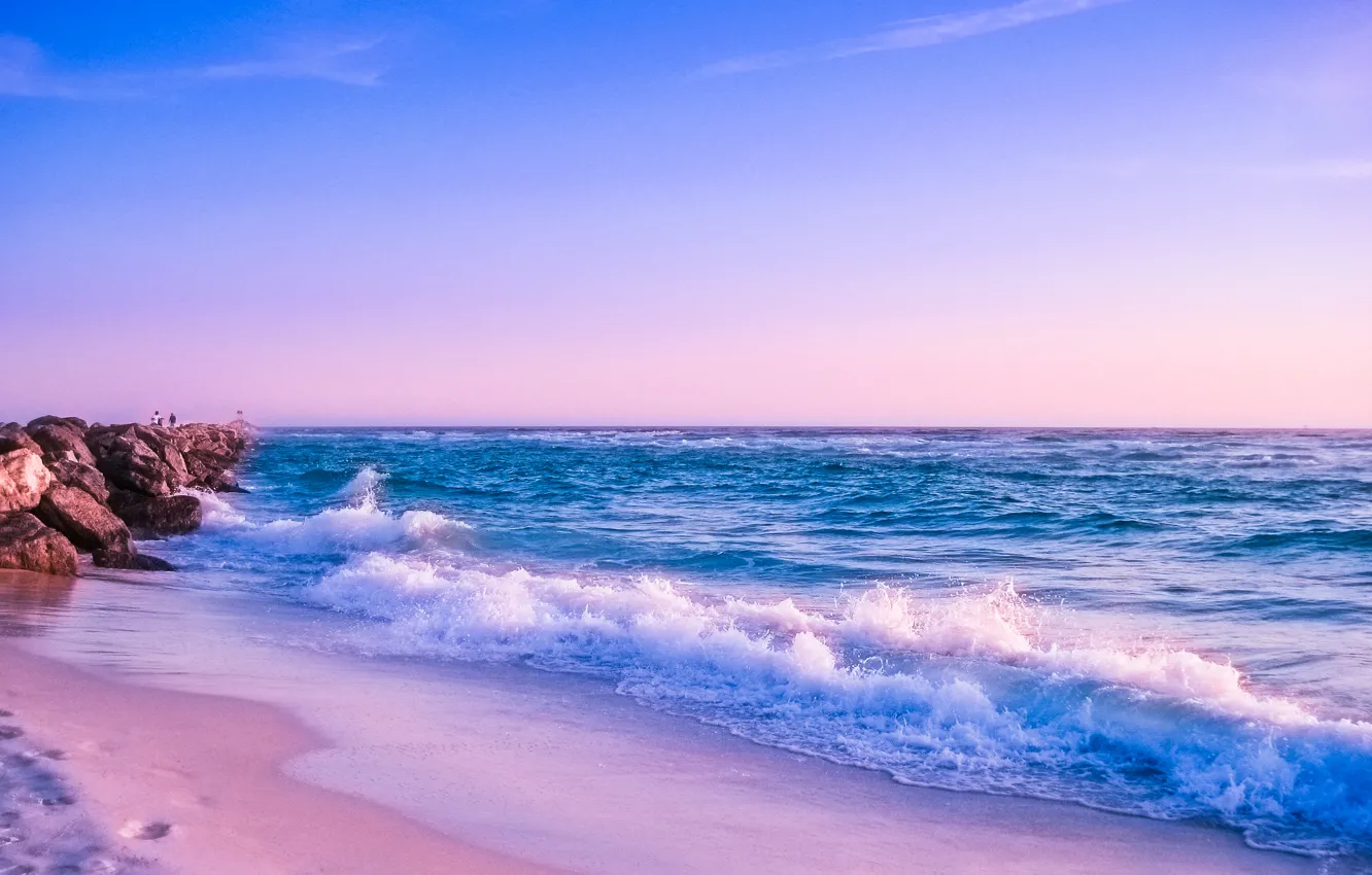 Фото обои песок, море, закат, пирс, florida