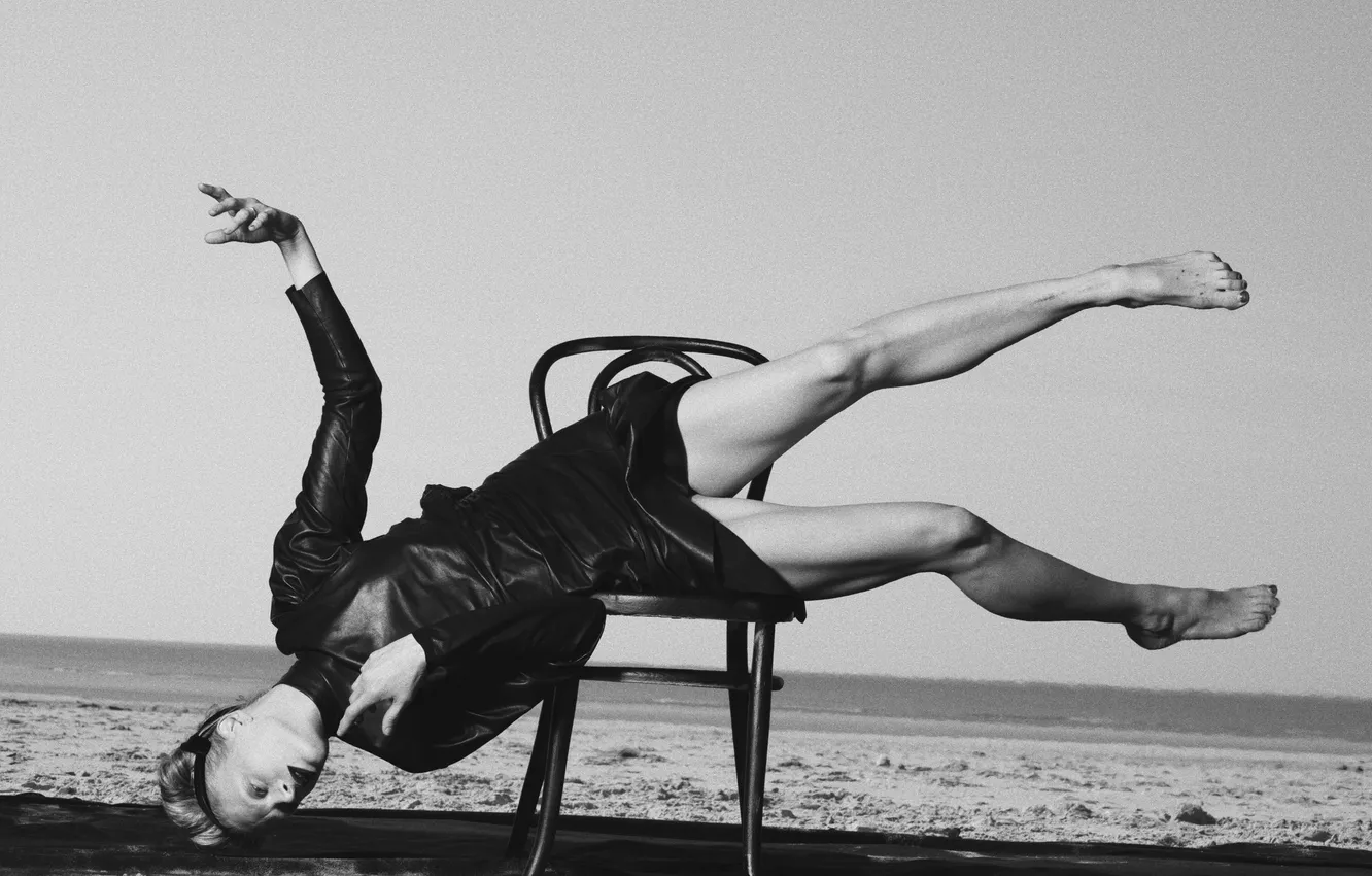 Фото обои girl, model, Peter Lindbergh, black white