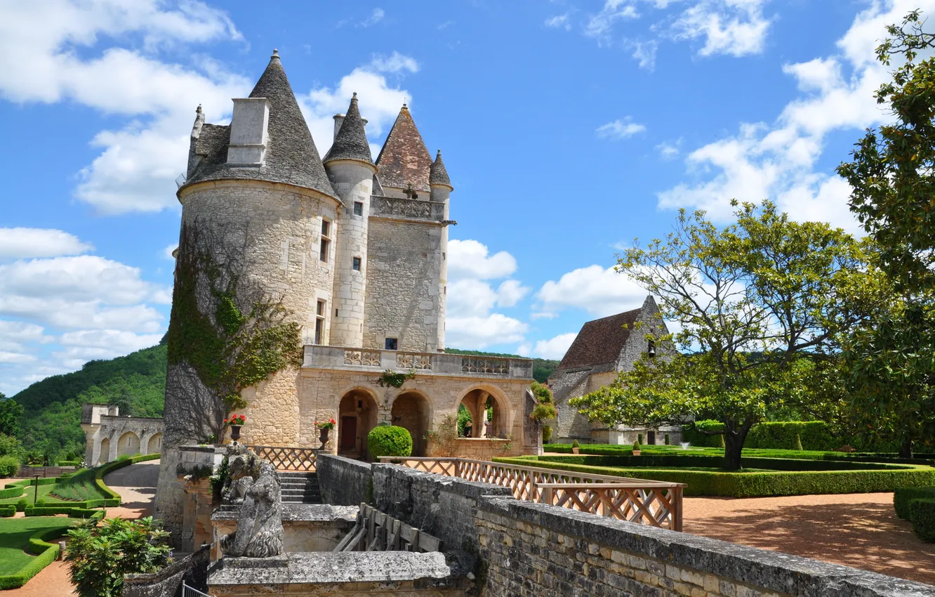 Фото обои замок, франция, des, Milandes., Chetau