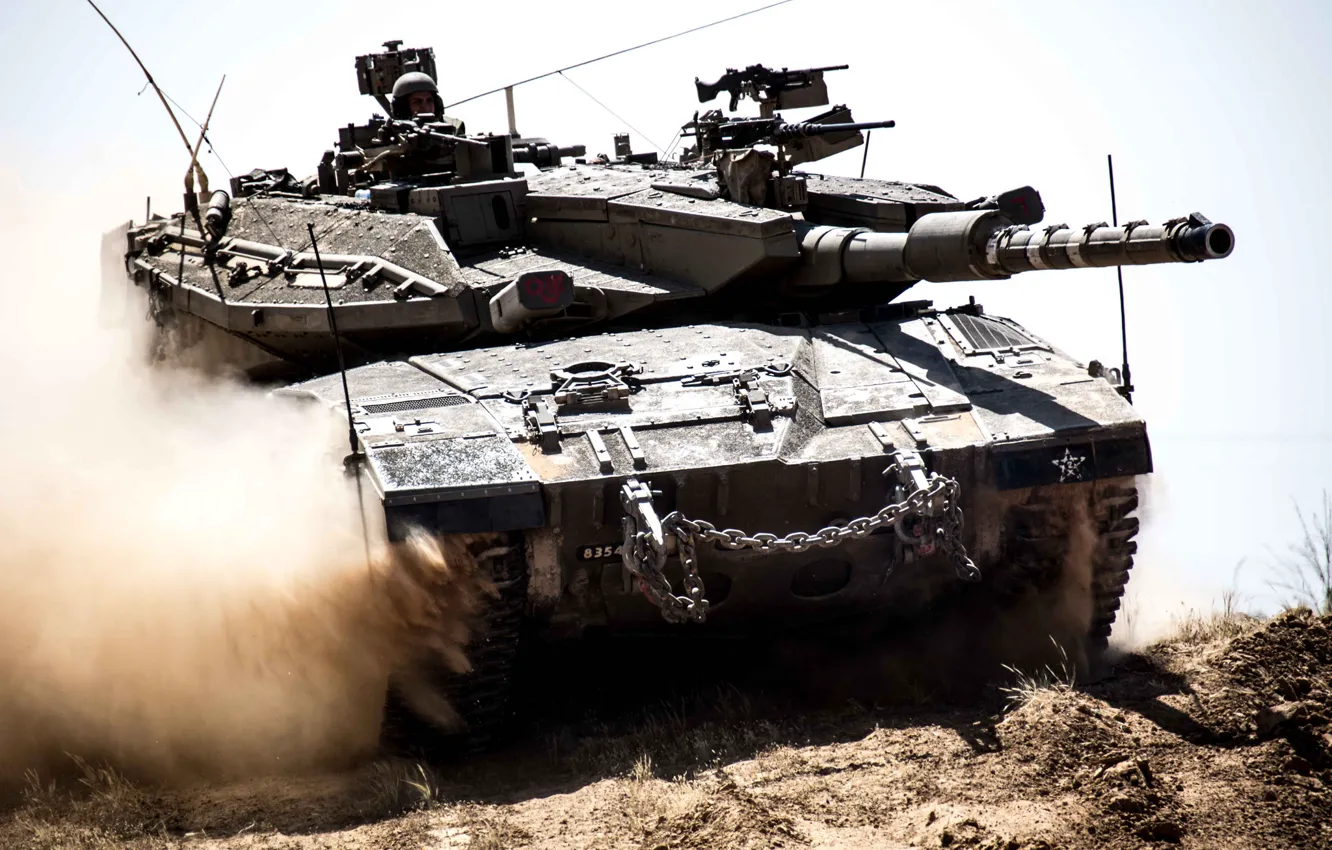 Фото обои пыль, танк, боевой, Меркава, основной, Merkava, Израиля