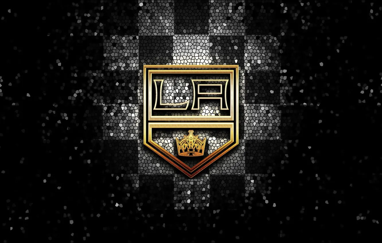 Фото обои wallpaper, sport, logo, NHL, hockey, glitter, checkered, Los Angeles Kings