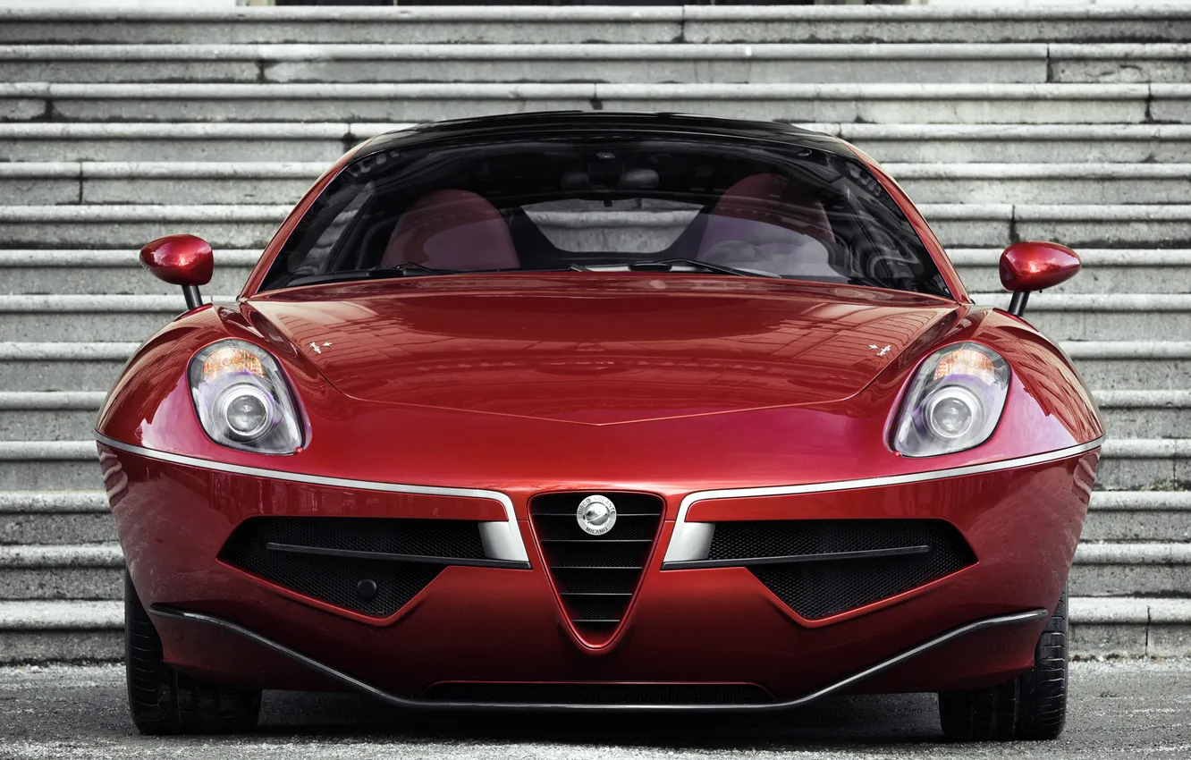 Фото обои красный, Alfa Romeo, автомобиль, красивый, Touring, Disco Volante