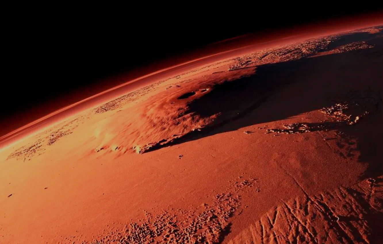Фото обои Вид с Орбиты, Гора Олимп, Земля Арея