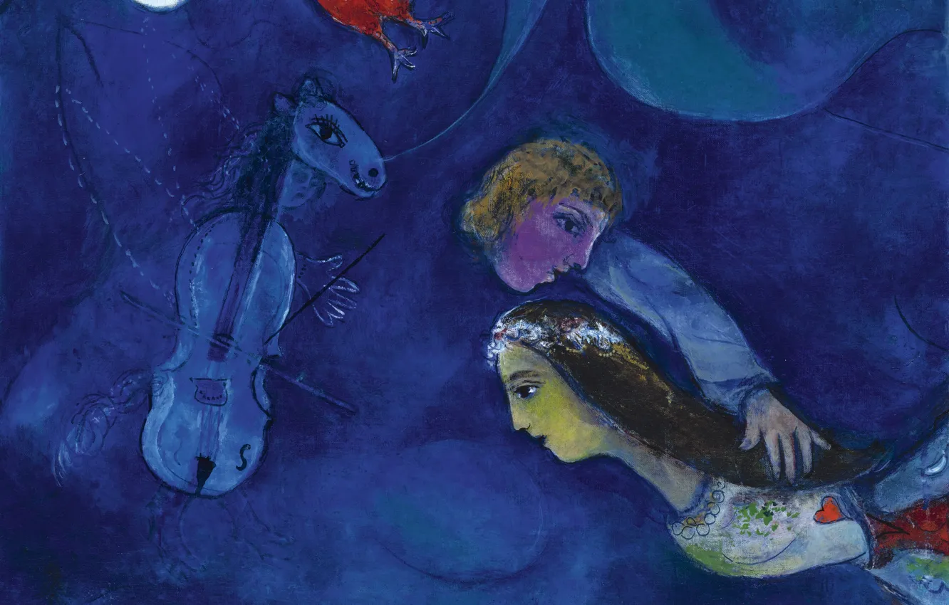 Фото обои 1944, COQ ROUGE DANS LA NUIT, MARC CHAGALL