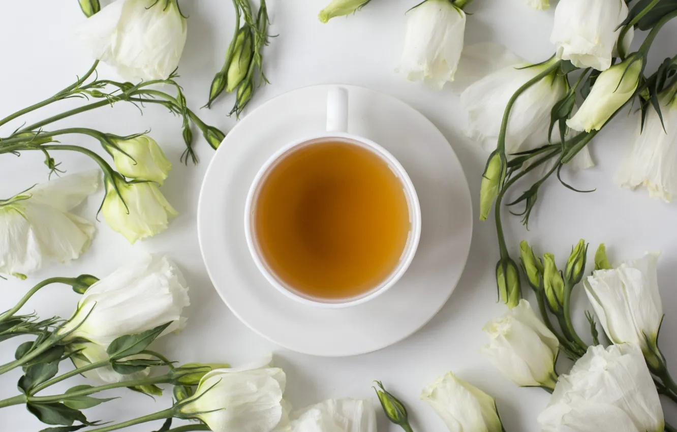 Фото обои цветы, чай, чашка