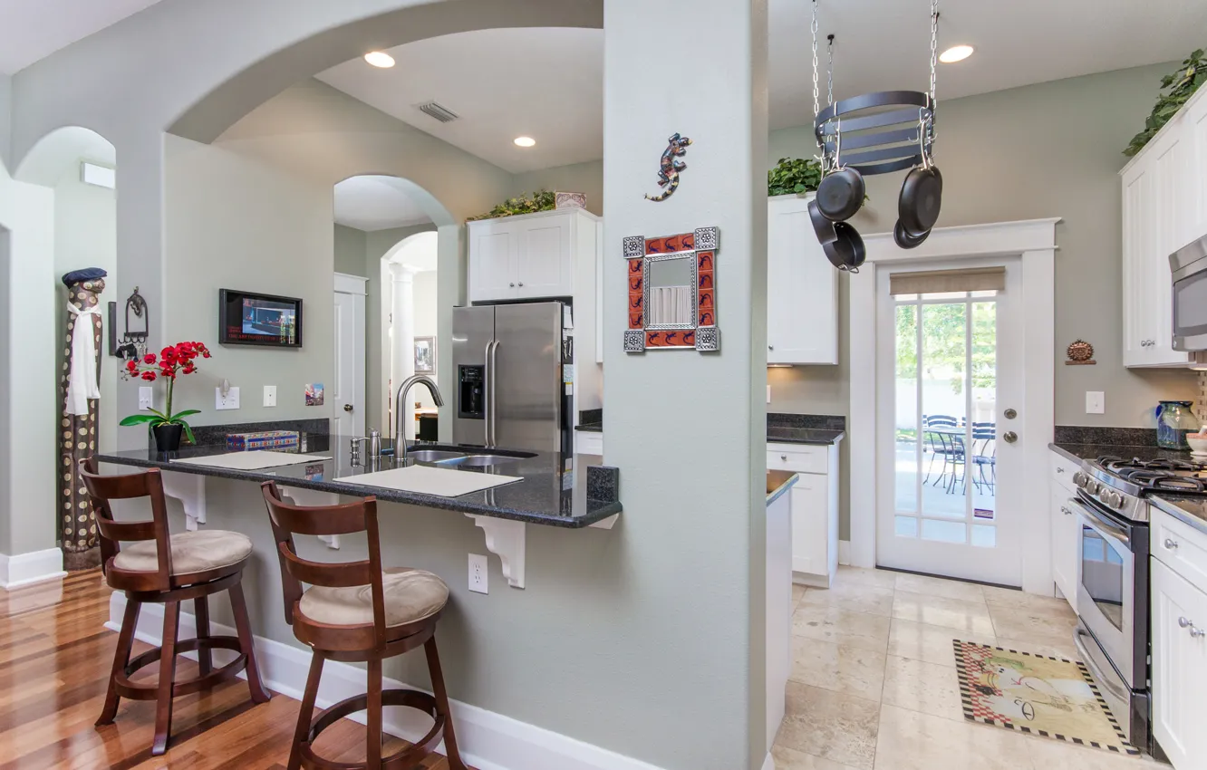 Фото обои дизайн, мебель, стул, кухня, посуда