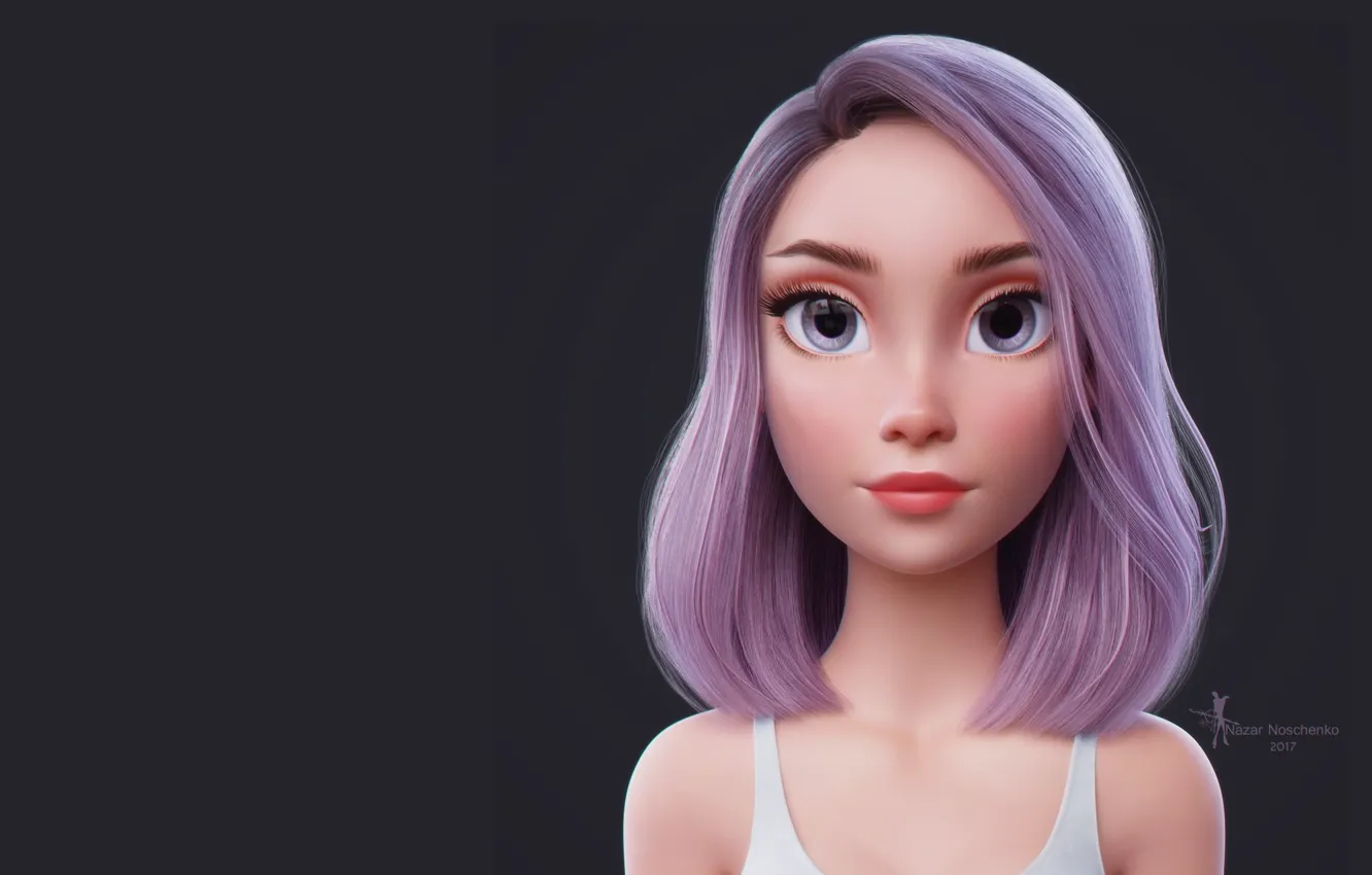 Фото обои девушка, портрет, арт, Nazar Noschenko, Blender Hair Tutorial
