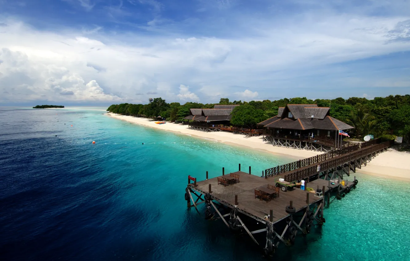 Фото обои summer, beach, trees, sea, beautiful, island, tropical, resort