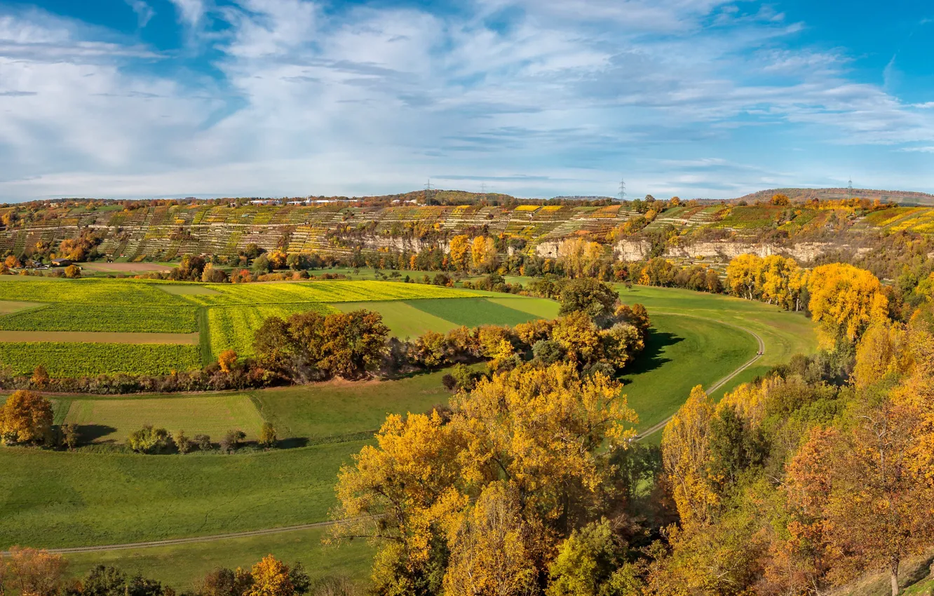 Фото обои осень, пейзаж, Германия, панорама, Баден-Вюртемберг