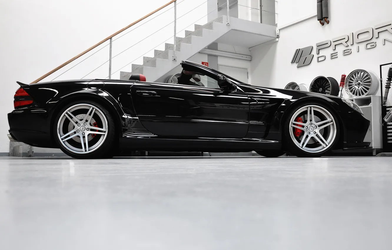 Фото обои car, машина, tuning, 1920x1200, prior design, mercedes-benz sl r230 black edition