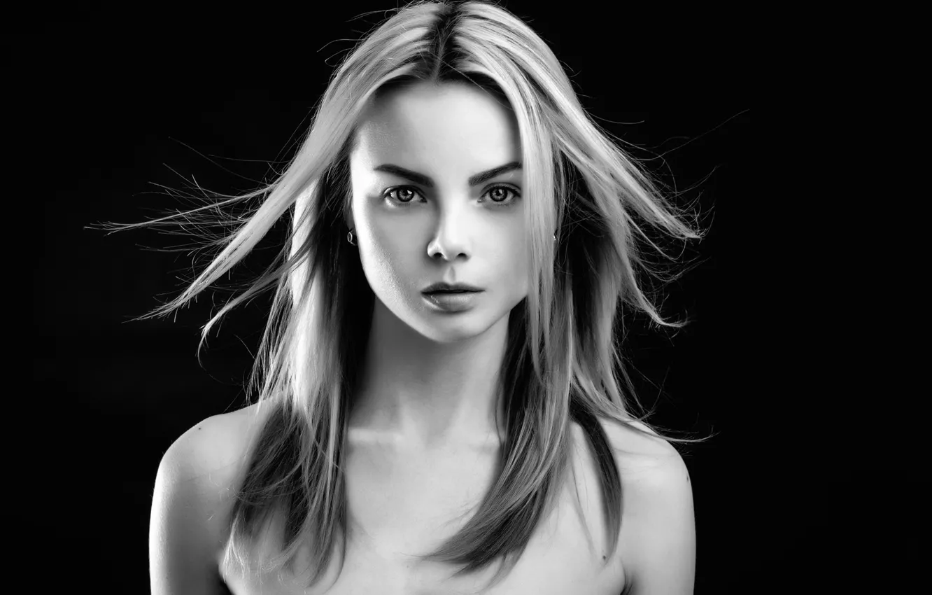 Фото обои портрет, губки, чб фотопортрет