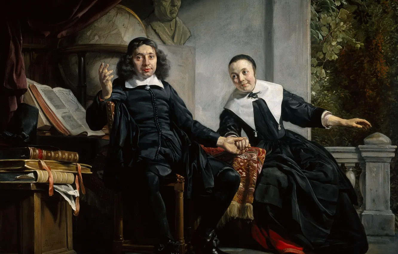 Фото обои портрет, картина, Ян де Брай, Печатник из Харлема и Его Жена