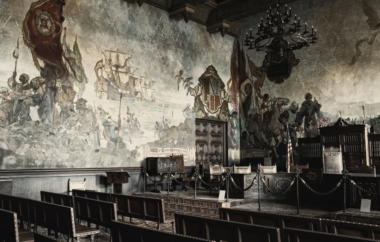 Фото обои wood, old room, drawing on the wall, old furniture