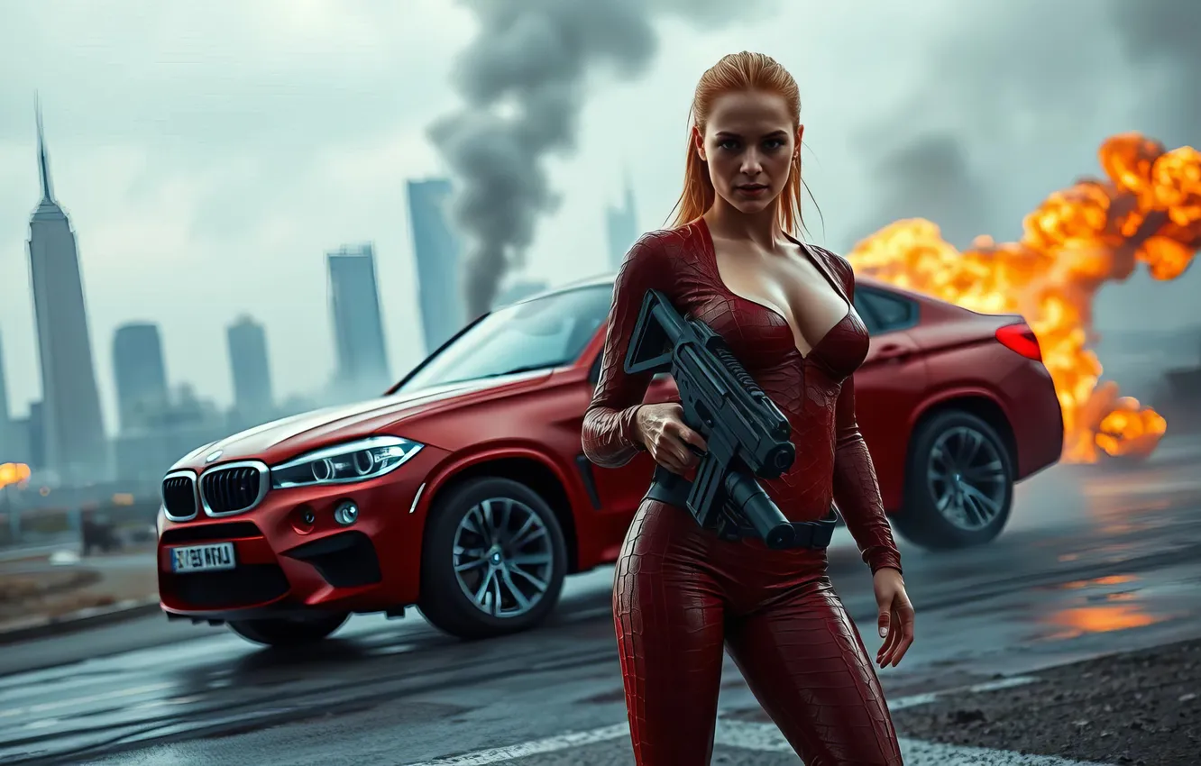 Фото обои девушка, Kristanna Loken, terminator, изображение сгенерировано ИИ