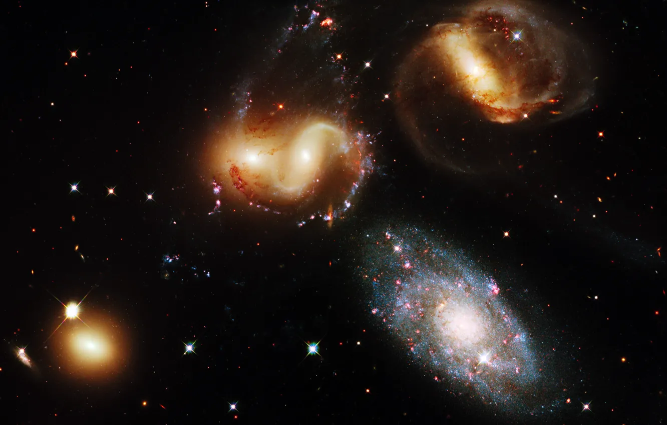 Фото обои вселенная, Космос, скопление, галактики