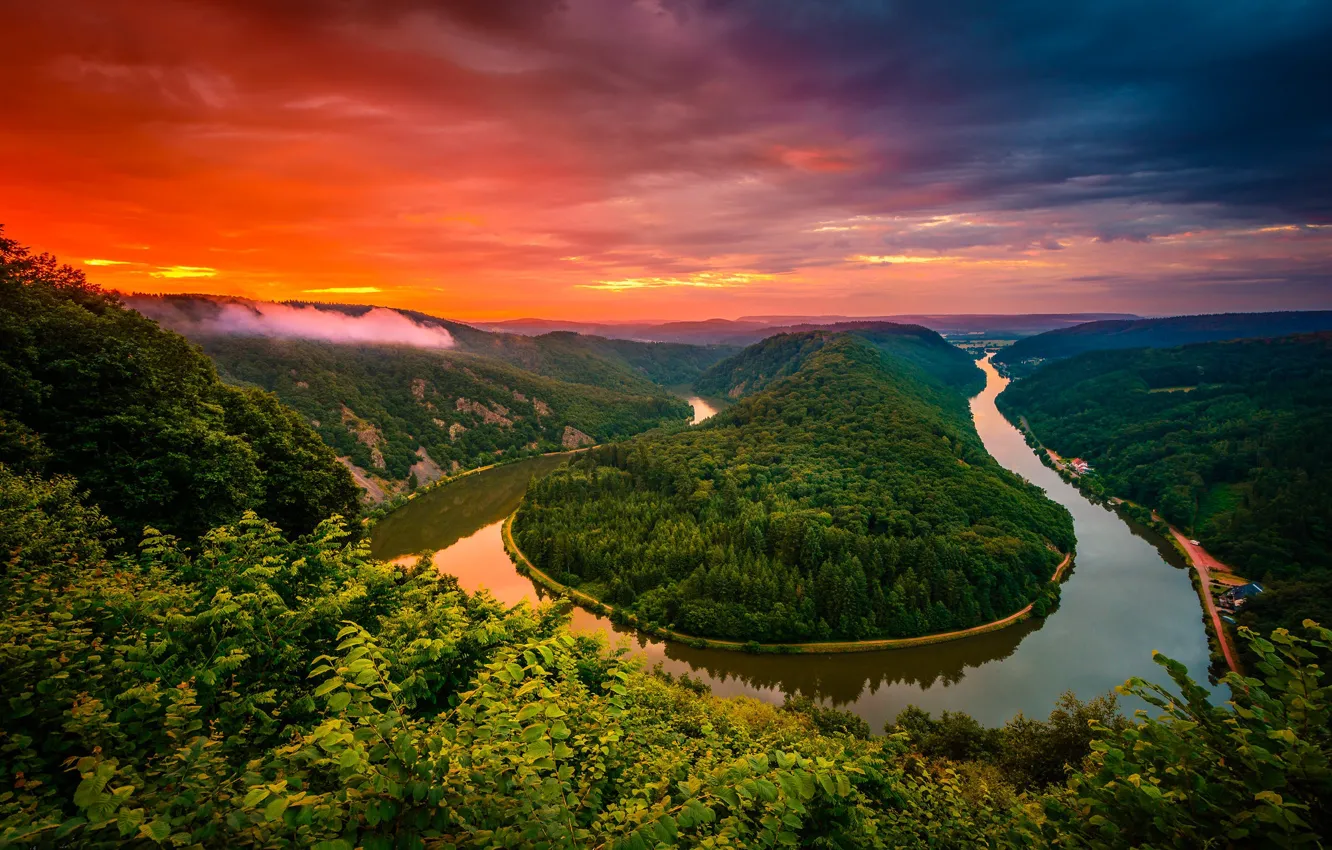 Фото обои закат, природа, река