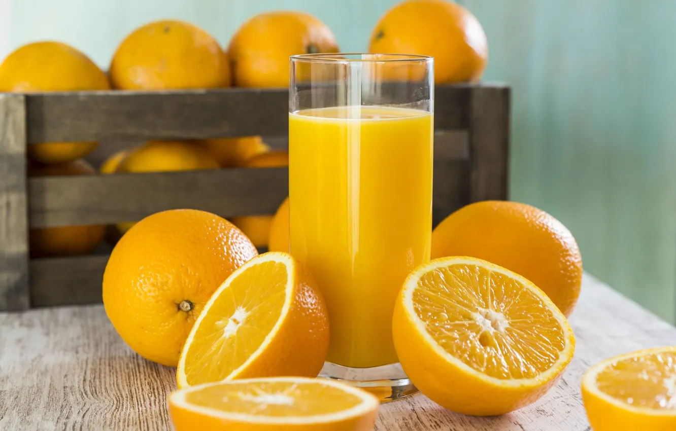 Фото обои стакан, апельсины, сок, апельсиновый