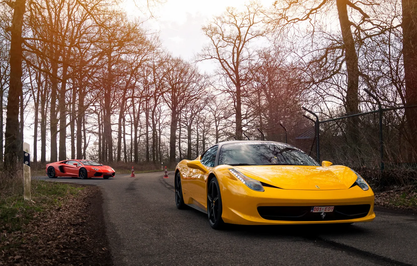 Фото обои Lamborghini, Ferrari, 458, Aventador, Italia, Lp 700-4