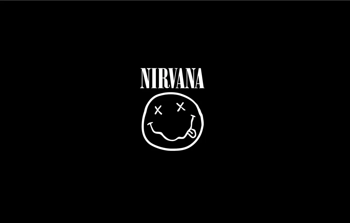 Фото обои музыка, надпись, логотип, группа, Nirvana, черный фон