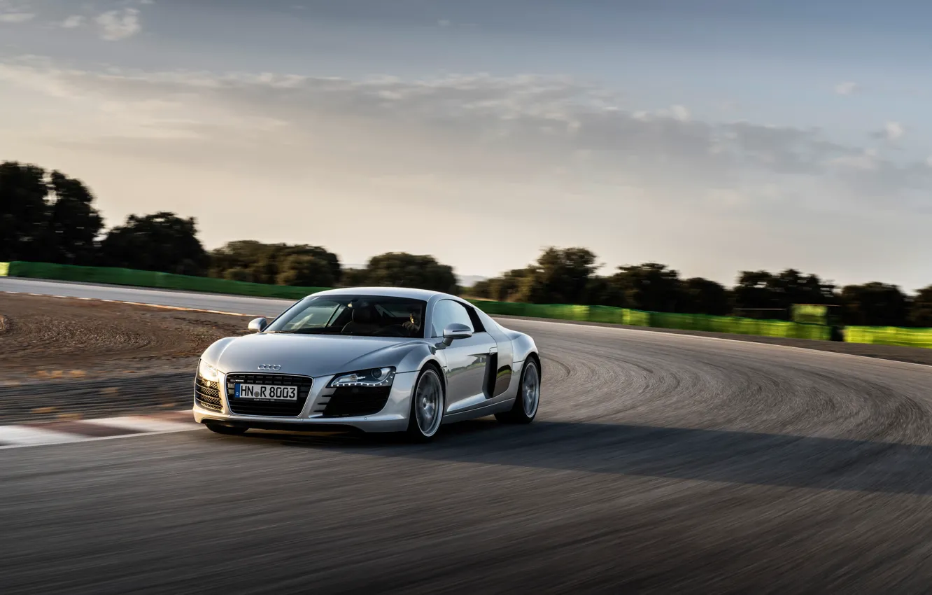 Фото обои Audi, Audi R8, Quattro, drive, front view, R8