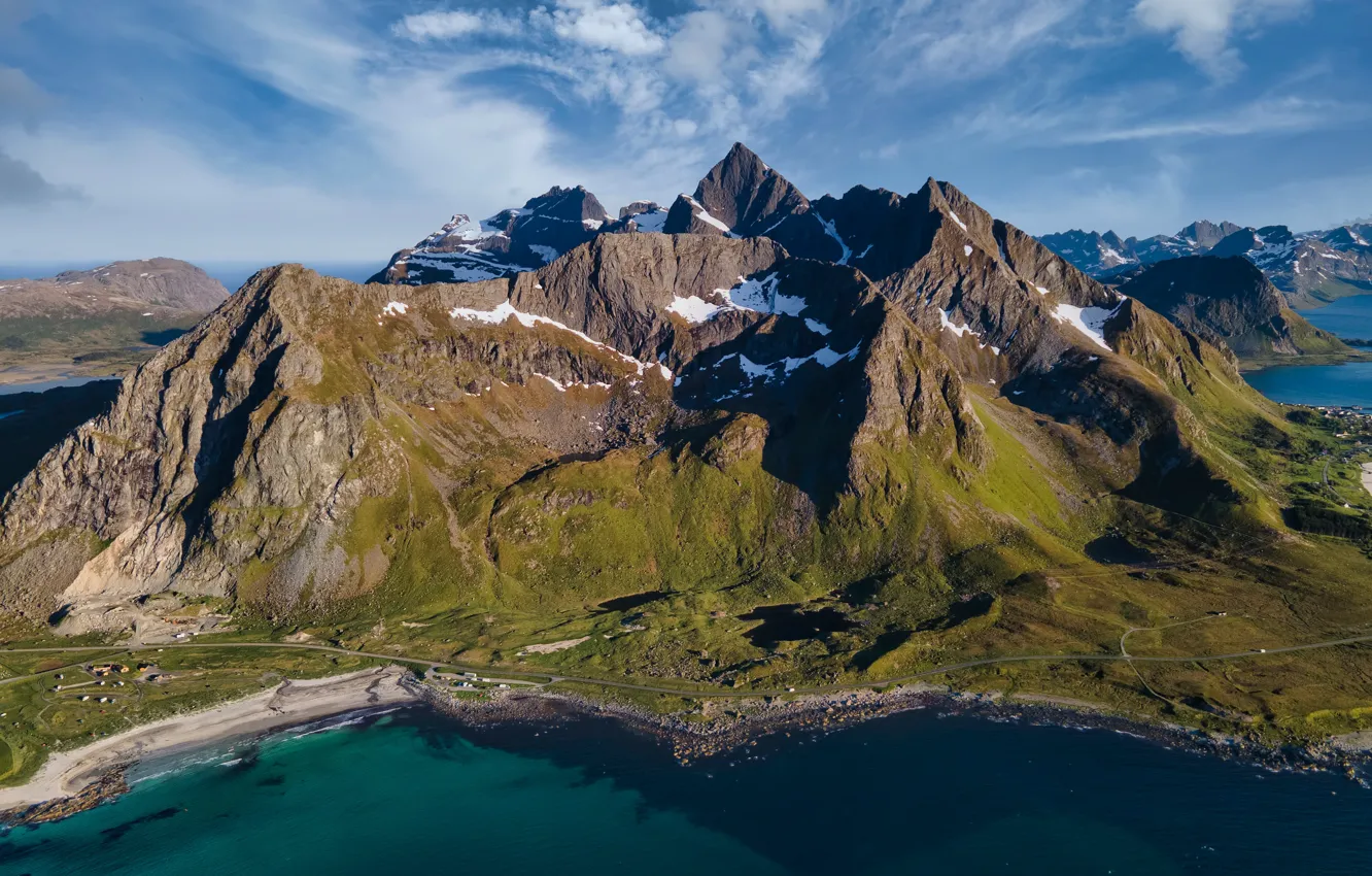 Фото обои горы, побережье, Норвегия