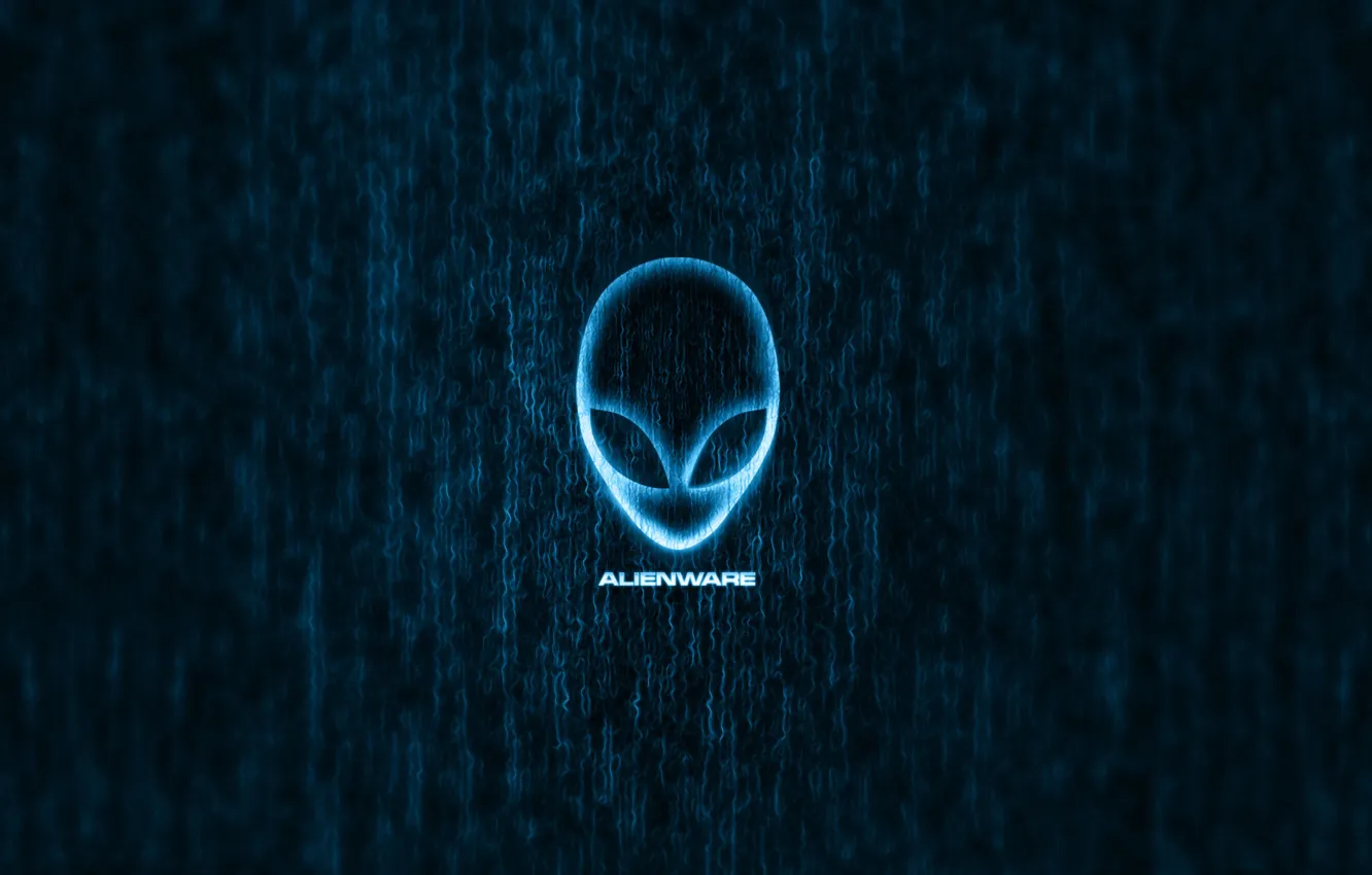Фото обои logo, alien, blue, brand, head, alienware