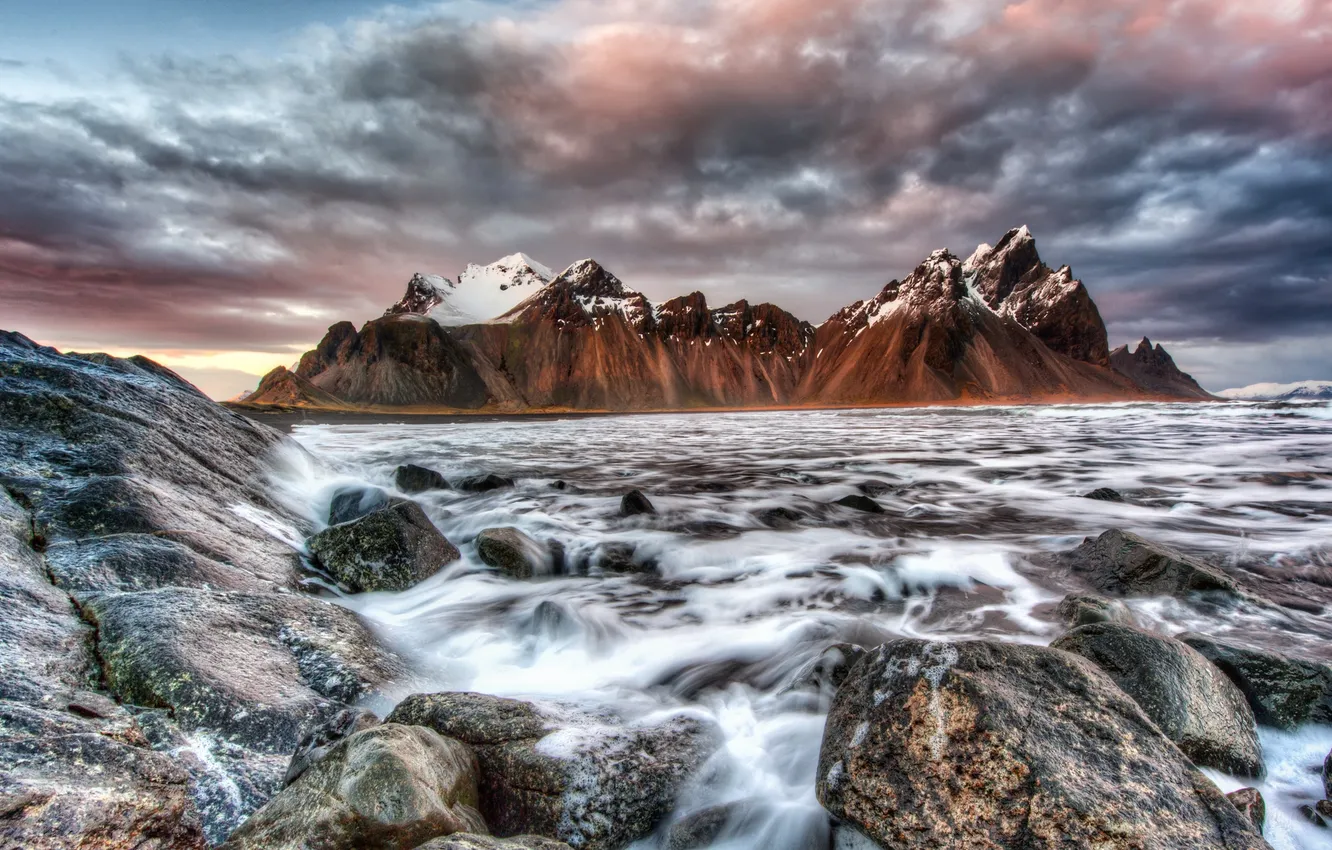 Фото обои море, горы, Исландия