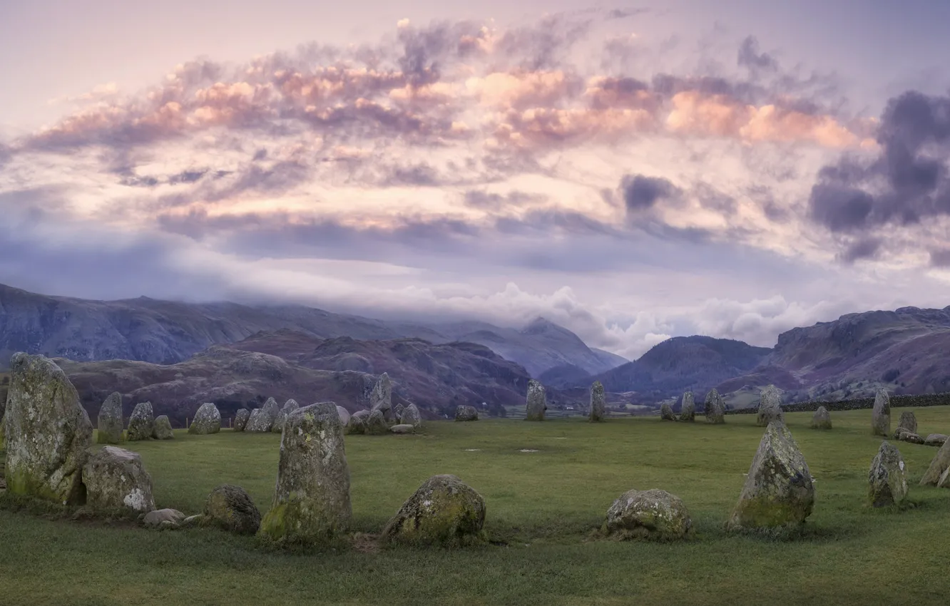 Фото обои горы, камни, Castlerigg, Castlerigg stone circle